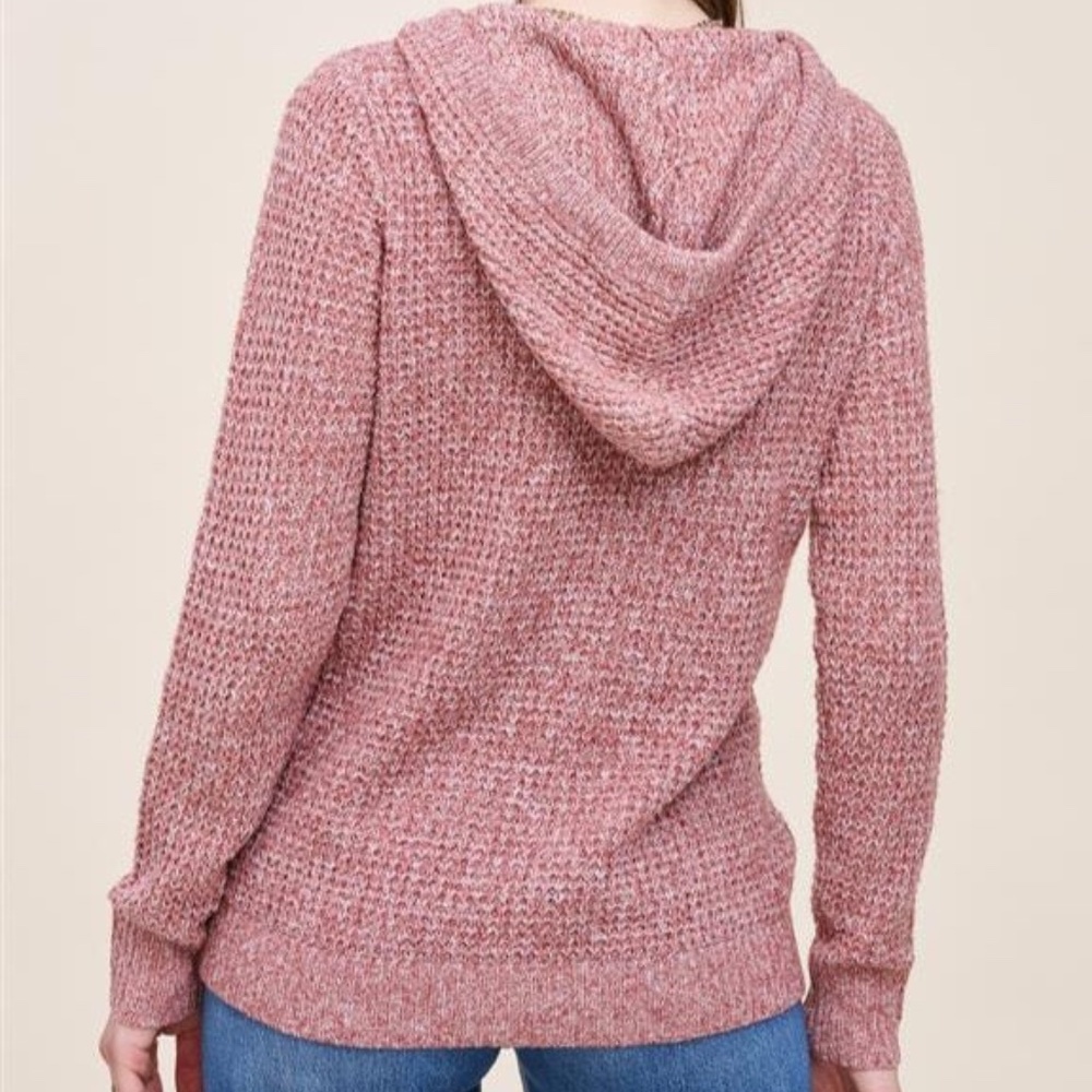 Boutique Waffle Knit Hooded Sweater